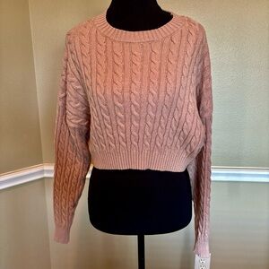 Altar’d State Soft Brown Cropped Cable Knit Sweater M